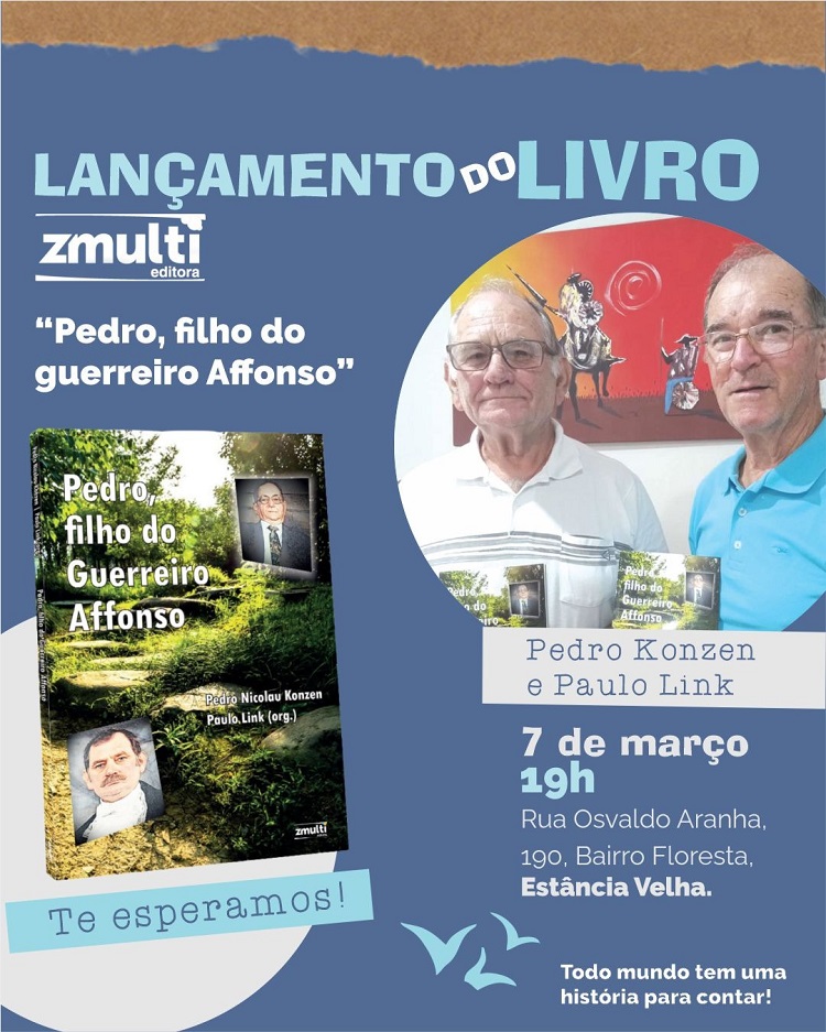 Pedro Konzen lança livro dia 7/3